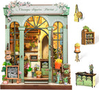 Cutefun Book Nook Kit - DIY Miniature Dollhouse Kit 3D Creative Decorative Bookend 3D Wooden Puzzle for Adults, Bookshelf Insert Room Decor with LED Light (Champs-Élysées Florist)
