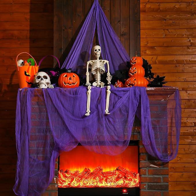 Boao Halloween Cheese cloth 85 x 197 Inch Purple Cheesecloth Roll for Crafts Large Cotton Muslin Gauze Fabric for Halloween Outdoor & Indoor Spooky Decoration