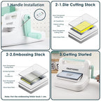 Manual Die Cutting Machine, Embossing Machine 6'' Opening Size for Cardmaking, Scrapbooking, and DIY Crafts – Complete Set with A5 Die Cuts, Embossing Folders, Plates, Clear Stamps