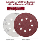 100 PCS 5 Inch Sanding Discs 100 Grit, Round Hook and Loop Sandpaper for Random Orbital Sander
