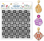 CHGCRAFT Lattice Pattern Polymer Clay Texture Sheets Geometric Flowers Silicone Texture Stamp Clay Texture Mat Modeling Pattern Pad Sheets for Jewelry and Earrings Tools, 5.5x5.5 inch