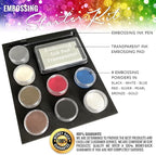 Embossing Kit with Heat Tool Bundle, Embossing Powders, Complete Embossing Starter Kit, Clear Embossing Pen, Embossing Ink Pad, 8X 10ml Embossing Powders for Crafts