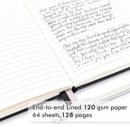 5 Pack Journal Notebook Bulk for School, Feela Hardcover Business Notebooks Classic Ruled Lined Journals with Pen Holder for Work Note Taking, with 5 Black Pens, 120 GSM, 5.1”x8.3”, A5, Black