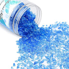 Crushed Glass for Resin Art - 3-6mm Ocean Blue, 1.5lb | Broken Glass Pieces for Crafts, Vase Filler & Fire Pit Media | Decorative Stones