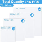 MYFAMIREA 16PCS Cross Stitch Fabric, 4 Sizes White Aida Cloth 14 Count Craft Embroidery Cloth Classic Reserve Cross Stitch for Home DIY Handmade Needlework Embroidery Decoration, 5.9 to 11.8 inch