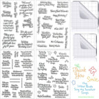 4 Sheets Sentiments Rubber Clear Stamps Set for Card Making and DIY Scrapbooking Journaling 2 Acrylic Stamp Blocks with Grid Lines for Birthday Wedding Wife Husband Anniversary Special Occasion Cards
