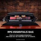 ENHANCE Collector's Edition RPG Player's Essentials DnD Bag - Dragon Hide Exterior Messenger Bag Fits 2-4 Books, Binders, Dice & Accessories, with 17 inch Laptop Slot, Battlemap Straps (Dragon Black)