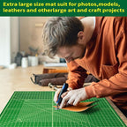 Large 23" x 47" Self Healing Sewing Mat, WerkWise Rotary Cutting Board, Double Sided 5-Ply 23x47 Inch Mat for Quilting, Sewing, Fabric, & Crafts, Designed for Use with Rotary Cutters (Green & Black)