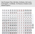 ZGME American Mahjong Set,166 White Tiles with Brown Rectangular Bag and Accessories,4 All-in-One Mahjong Racks with Pushers