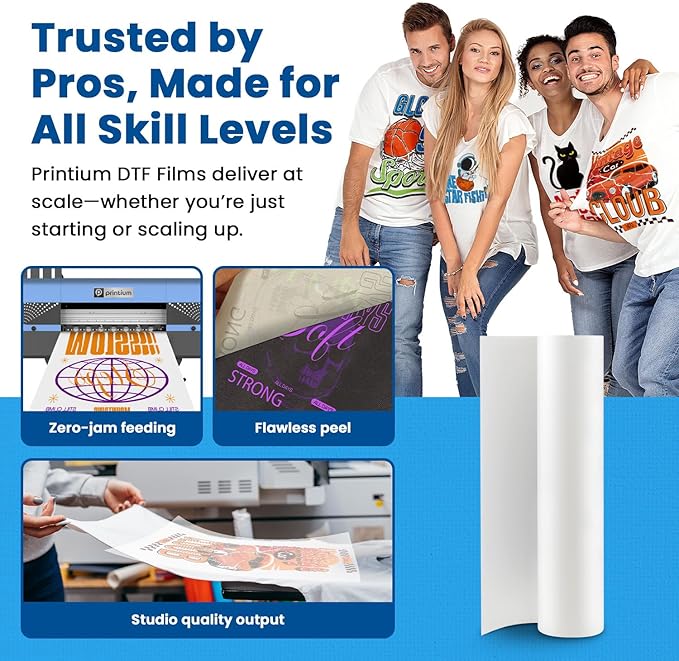 DTF Transfer Film Roll 23.6in x 328ft (Pack of 2) – Premium Plus Hot & Cold Peel – Double Matte Anti-Static – Heat Transfer Film for Vibrant Colors & Durable Prints – Works with All DTF Printers