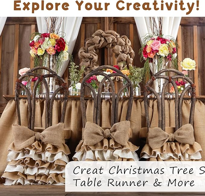 Shatex Natural Burlap Roll,36inch x 18ft High Density Burlap Fabric for Craft Projects,Table Runners,Weddings Decor,Christmas Decorations