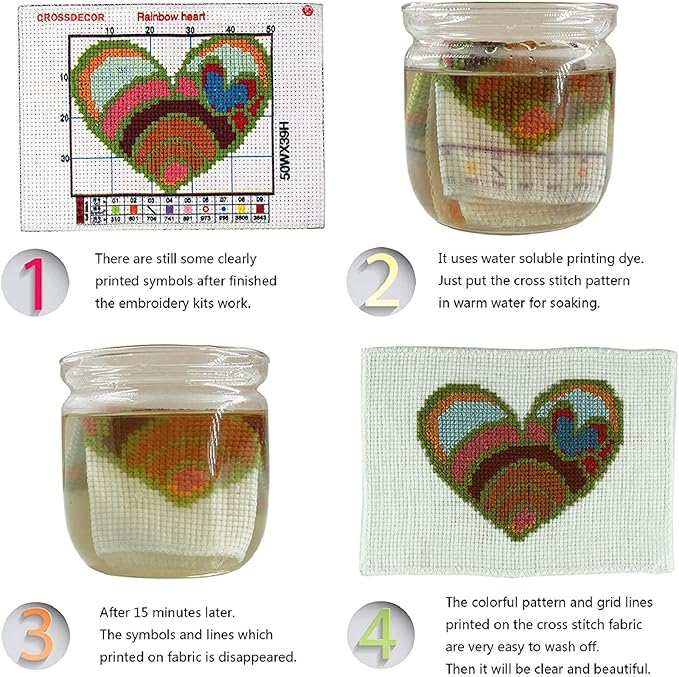 Dimensean Stamped Cross Stitch Kits Full Range of Embroidery Patterns Starter Kits for Beginners Adult or Kids DIY Cross Stitches Needlepoint Kits 11CT-Love Succulent Plants 18x18 inch