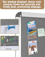 28"x26" Enclosed Bulletin Board, Lockable Weather-Resistant Aluminum Cork Noticeboard for School & Office, Silver Frame w/Grey Flet