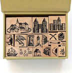 Lord Of Maps Fantasy Map-Making Stamp Kit – 16-Piece Rubber Stamp Set for TTRPG, World Building, Battle Maps, Jounaling, Arts & Crafts - Mountains, Hills, Volcano, Lake, Compass Rose