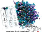 0.88oz of Blue Purple Mix of Czech Faceted Fire Polished Beads (Round, Catherdal, Rondelle)