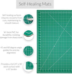 Breman Precision 24x36 Inch Self Healing Cutting Mat - 2-Sided 5-Ply PVC Green/Black Cutting Mats for Crafts, Sewing, Quilting and DIY Projects - Durable and Non-Slip Design with Precise Grid Lines