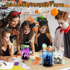 SpringFlower Halloween DIY Arts and Crafts Kits，12 Pcs Glass Mason Jar with Accessories for DIY Lantern Jar, Art & Craft Party Supplies for Classroom Kids