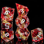 OUKELANWO Magic Lord Rings DND Dice Set with Box, 7Pcs Resin LOTR D&D Dice Set for Role Playing Game, Red Dungeons Dragons D and D Sharp Edge Dice D20 D12 D10 D8 D6 D4