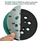 5-Inch 8-Hole Wet Dry Sanding Discs 100 Grit, Polyester Film Backed Heavy-Duty Hook and Loop Sandpaper for Random Orbital Sander, 50-Pack