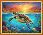 Joyhoor Cross Stitch Kits for Beginners Stamped Cross-Stitch Supplies Needlework preprint Embroidery Kits for Adults DIY Needlepoint Kits Embroidery Patterns 11CT-Millennium Turtle 16x20 inchs