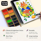 Viviva Colors Travel Watercolor Paint Set - Original 16 Watercolor Paints for Adults, Beginners, Artists, Hobbyists - Lightfast, Vibrant, Handmade & Portable Watercolor Kit with Mixing Palette