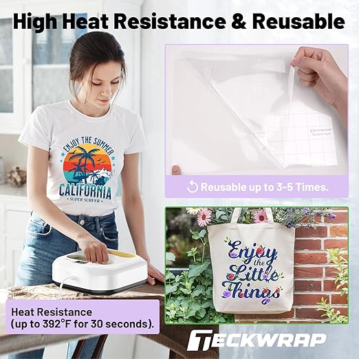 TECKWRAP Clear Transfer Tape for Vinyl -12INCH x 10 FT,White Alignment Grid for Heat Transfer Vinyl, Printable HTV, DIY Decals, Signs, Stickers, Adhesive Vinyl
