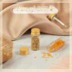 100 Pcs Small Clear Vials Spice Mini Jars with Lids Mini Glass Bottles with Screw Aluminum Metal Caps Tiny Jars Sample Containers for Powder Cream Cosmetic Jewelry Wedding(10 ml,Gold Caps)