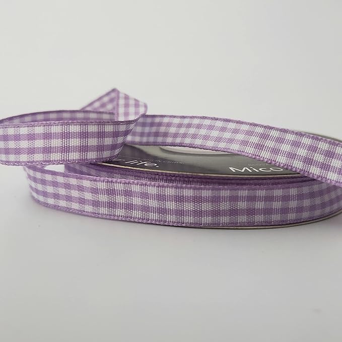 Purple Gingham Plaid Checked Ribbon 25 Yard Each Roll 100% Polyester (3/8", Purple)