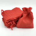 Palmhomee Pack Of 25 Burlap Gift Bags with Drawstring Linen Jewelry Pouches Wedding Hessian Jute Bags for Birthday Jewelry and Treat Pouches Party Wedding Favors Gift Art and DIY Craft   (3.6x4.8 Inch, Red)