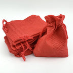 Palmhomee Pack Of 25 Burlap Gift Bags with Drawstring Linen Jewelry Pouches Wedding Hessian Jute Bags for Birthday Jewelry and Treat Pouches Party Wedding Favors Gift Art and DIY Craft   (3.6x4.8 Inch, Red)