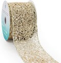 CT CRAFT LLC Sparkling Glitter Mesh Wired Ribbon 2.5" x 10 Yards Champagne Gold for Christmas Home Decor Bow Gift Wrapping DIY Crafts Wreath