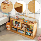 Toy Organizers and Storage, 5-Section Kids Bookshelf for Organizing Books Toys, School Classroom Wooden Storage Cabinet for Children's Room, Playroom, Nursery (Natural)