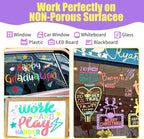 Window Chalk Markers for Cars Glass Washable, 8 Colors Metallic Jumbo Liquid Chalk Marker Pens with 10mm 3 in 1 Nib Wide Tip, Chalkboard Markers Car Window Paint Pen for Auto, Mirror, Poster