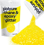 Hemway Polyurethane & Epoxy Resin Glitter 100g / 3.5oz Metallic Crystal Flake Additive for Flooring Jewelry Tumblers Glass Pigment - Chunky (1/40" 0.025" 0.6mm) - Fluorescent Yellow