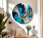 My Photostation.com 43Wx27H'' Blue Alcohol ink Glass Wall ArtTempered Glass Printing Wall Decor Large Wall Art Wall Hangings