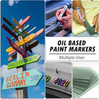 Brown Paint Markers, 12 Pack Oil-Based Waterproof Quick Dry Permanent Paint Pen Set for Rocks Painting, Wood, Fabric, Plastic, Canvas, Glass, Mugs, Metal, Tire, Stone, DIY Craft