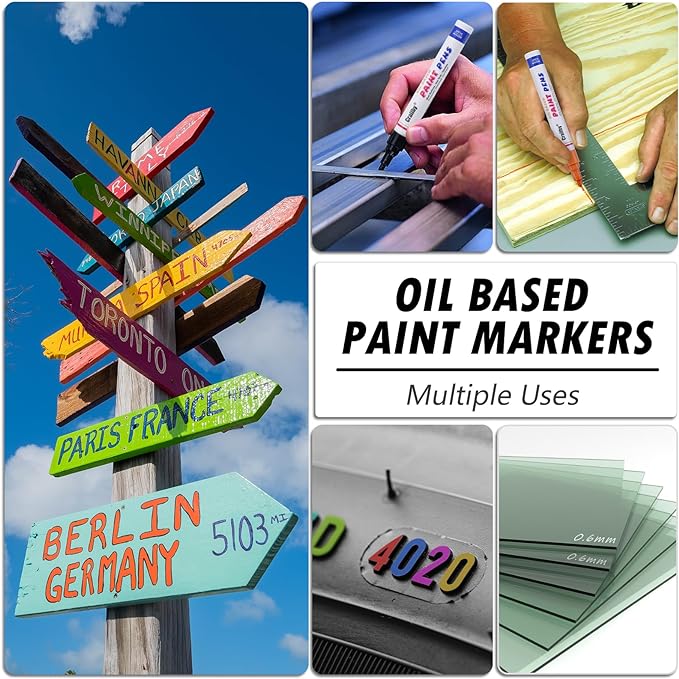 Orange Paint Markers, 12 Pack Oil-Based Waterproof Quick Dry Permanent Paint Pen Set for Rocks Painting, Wood, Fabric, Plastic, Canvas, Glass, Mugs, Metal, Tire, Stone, DIY Craft