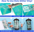 GIRAFVINYL Holographic Glitter Permanent Vinyl Bundle, 9 Assorted Colors 12-Inch Sheets, Glitter Vinyl Permanent Self-Adhesive Durable for Indoor/Outdoor Crafts, Easy to Cut/Weed with Protective Film