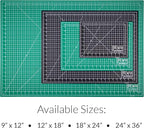 Breman Precision 12x18 & 18x24 Inch Self Healing Cutting Mat - 2 Pack Green/Black Cutting Mats for Crafts, Sewing, Quilting & DIY Projects - 2-Sided 5-Ply PVC - Non-Slip Design with Precise Grid Lines