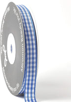 Ink Blue Gingham Plaid Checked Ribbon 25 Yard Each Roll 100% Polyester (3/8", Ink Blue)