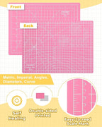 Density-upgraded 9"x12" Self Healing Cutting Mat, Idemeet Rotary Sewing Mat for Crafts, 5-Ply Blade Table Protector Cut Board for Fabric Leather Cutting Quilting Modeling Hobby Project, A4, Pink