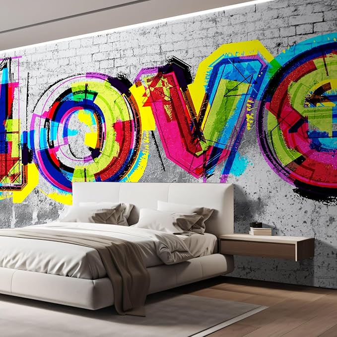 wall26 Wall Sticker/Wall Mural Colorful Graffiti, Not Peel and Stick, Non-Woven Wallpaper Decorative for Bedroom, Living Room, Office - 120x144 inches