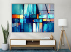 My Photostation.com 20Wx14H'' Blue Vibrant Stained Glass Wall ArtTempered Glass Printing Wall Decor Large Wall Art Wall Hangings
