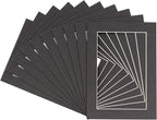 5x7 Mat for 8.5x11 Frame - Precut Mat Board Acid-Free Show Kit with Backing Board, and Clear Bags Textured Black 5x7 Photo Matte For a 8.5x11 Picture Frame Matboard for Framing, Pack of 10 Mats