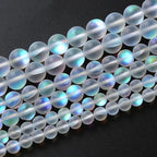 32pcs 10mm Natural White Mystic Aura Quartz Beads Frosted Matte Moonstone Round Loose Beads For Jewelry Making DIY Bracelet Necklace 15"