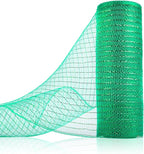 Anivia Deco Mesh Ribbon, 10inch x 30 Feet Each Roll Metallic Foil Mesh Ribbon for Wreaths Swags, Holloween, and Christmas Tree Decoration (Green/Green Foil)