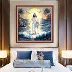 DMCXART Counted Cross Stitch Kits for Adults Needlepoint Kits Unprinted Cross Stitching Embroidery Kit 11CT Cross Stitch Supplies-The Radiant Jesus 18x18 inch