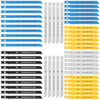 54Pcs Jig Saw Blade Set High Carbon Steel Assorted Saw Blades with U-Shank Sharp Fast Cut Down Jigsaw Blade Woodworking Tool for Wood Metal Plastic Cutting