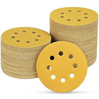 100PCS 5 Inch 8 Hole Sanding Discs 180 Grit,Gold Round Hook and Loop Sandpaper for Random Orbital Sander
