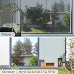 rabbitgoo Window Privacy Film One Way Window Tint for Home, Removable Reflective Heat Sun Blocking Anti UV Glass Door Covering, Mirror Tinting Film House Office, 17.5 in X 9.8 Feet, Silver